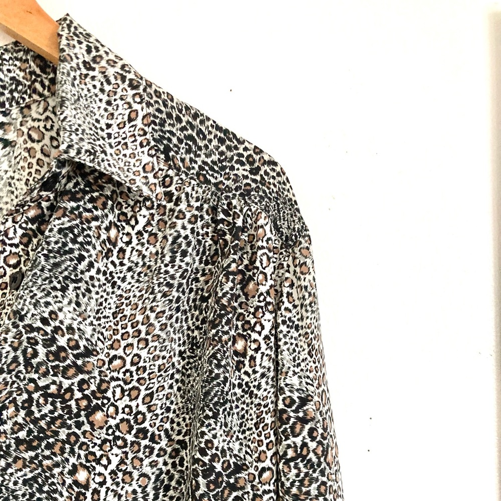 Vintage Leopard Print Half Button Down Shirt - image 4